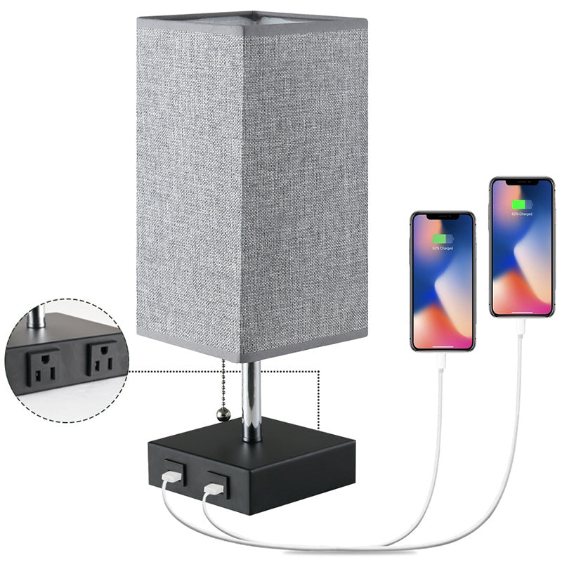 Table lamp linen square table lamp study bedside table lamp 🌍