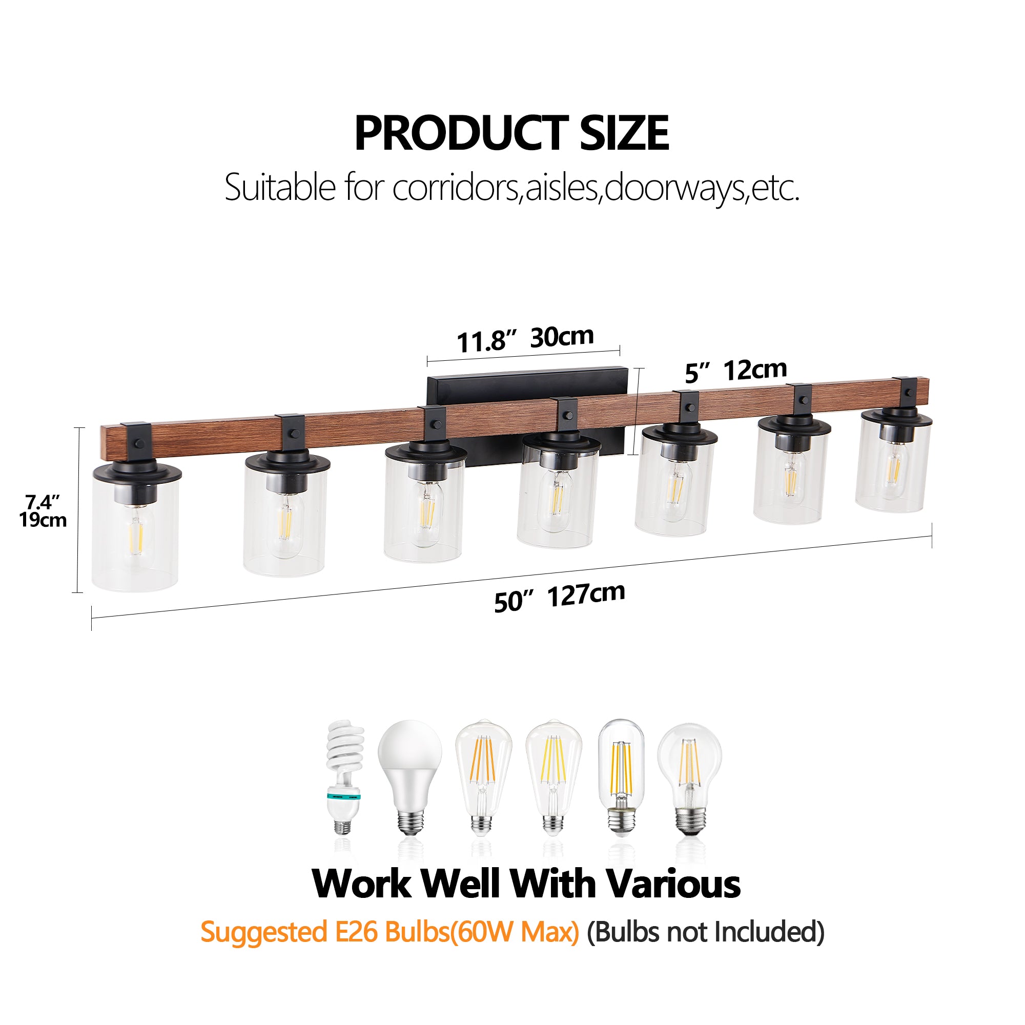 50" Rustic 7-Light Vanity Light