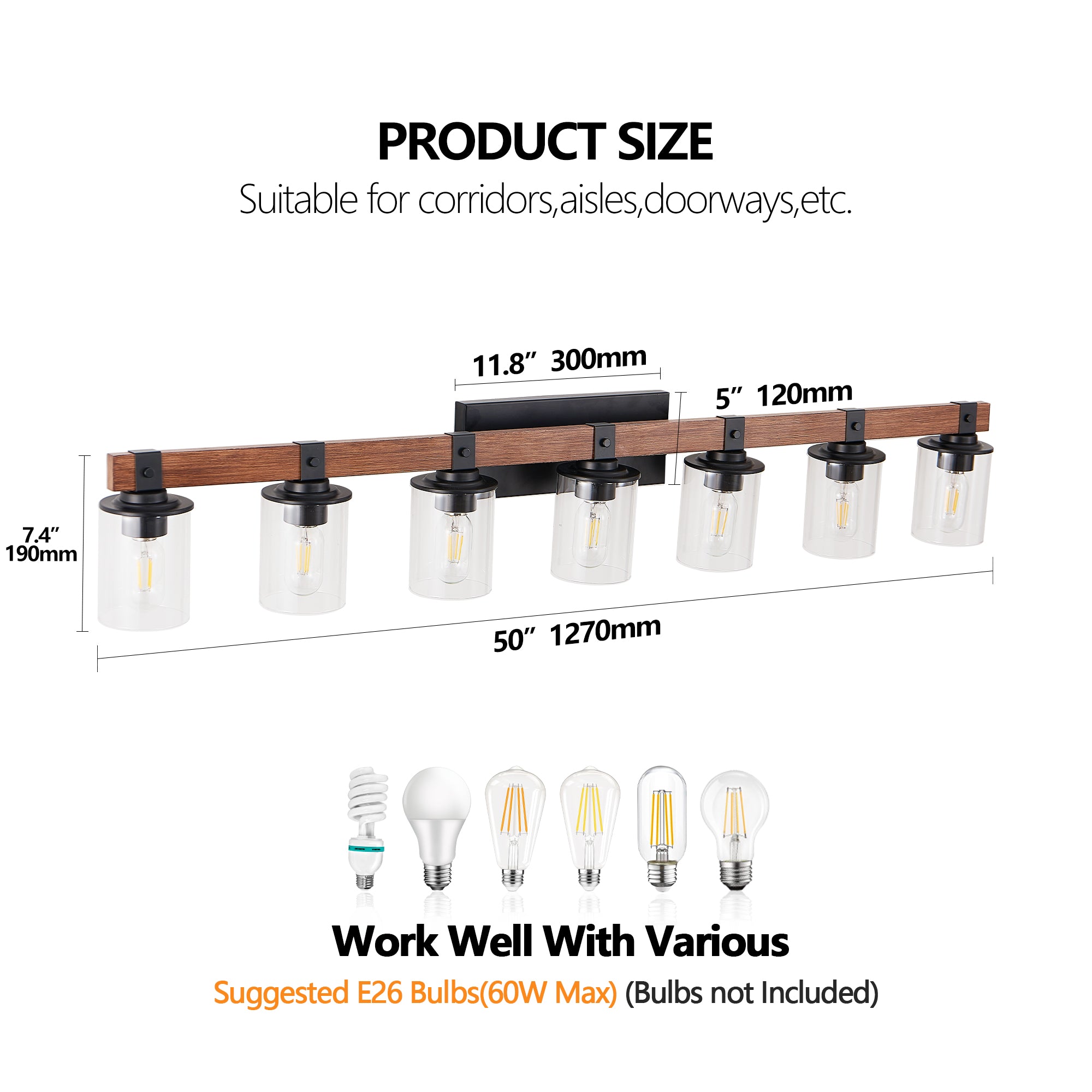 50" Rustic 7-Light Vanity Light