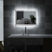 Rectangular LED Bathroom Mirror with Lights | Frameless Touch Switch Vanity Mirror | 80x60cm
