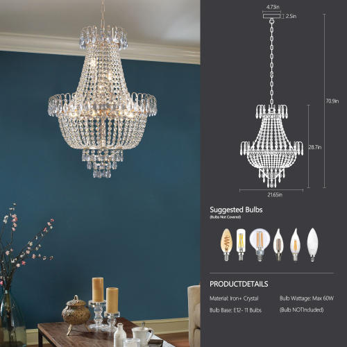 Modern Gold Crystal Chandelier for Living Room & Dining Room 🇺🇸