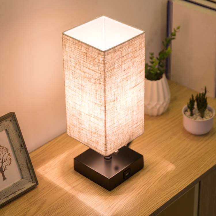 Table lamp linen square table lamp study bedside table lamp 🌍