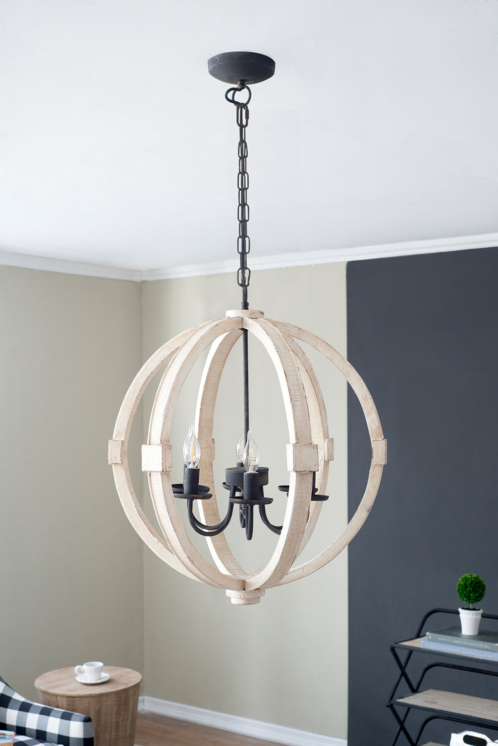 6-Light Wood Chandelier