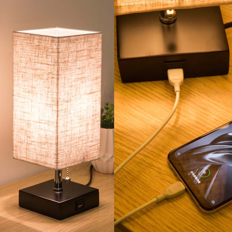 Table lamp linen square table lamp study bedside table lamp 🌍