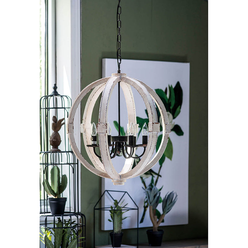 6-Light Wood Chandelier