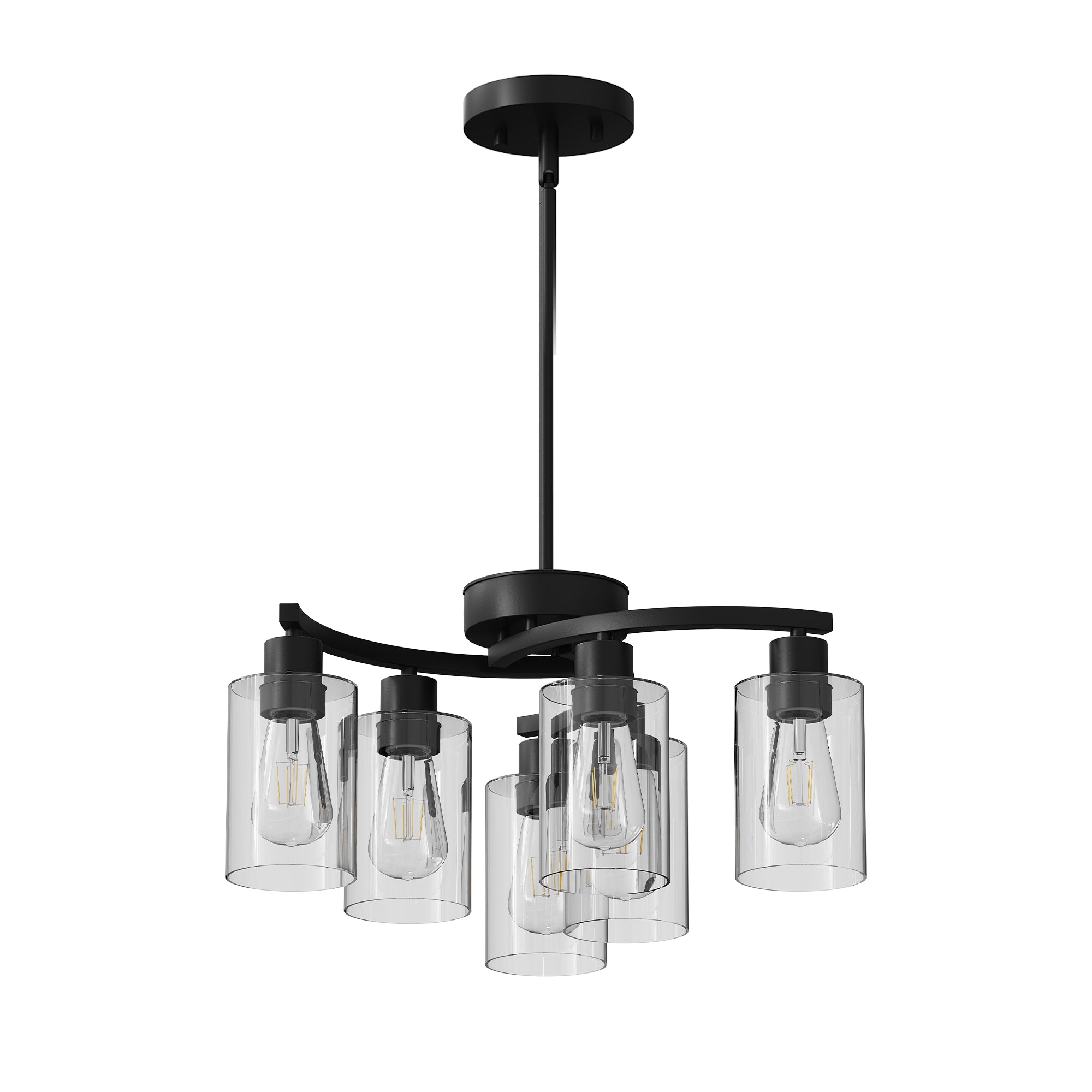 6-Light Black Farmhouse Chandelier with Glass Shades 🇺🇸
