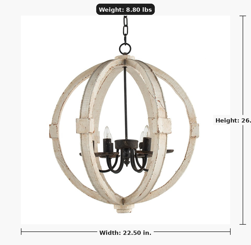 6-Light Wood Chandelier