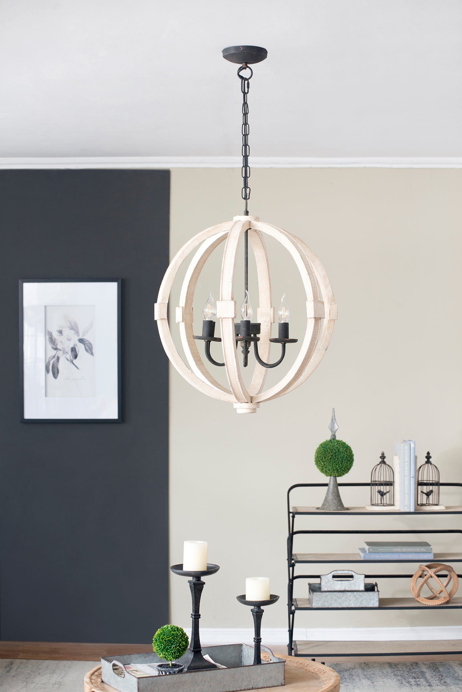 6-Light Wood Chandelier