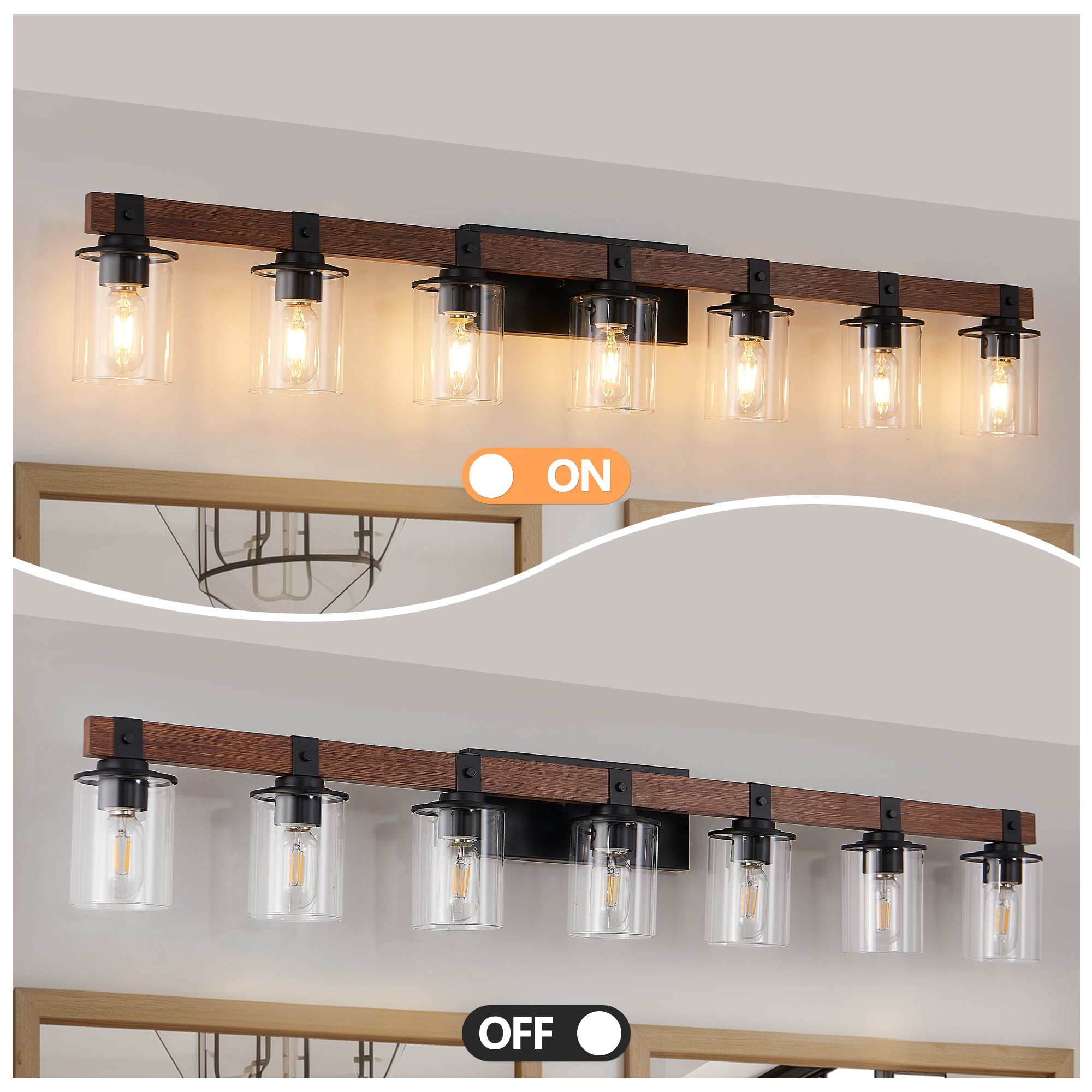 50" Rustic 7-Light Vanity Light