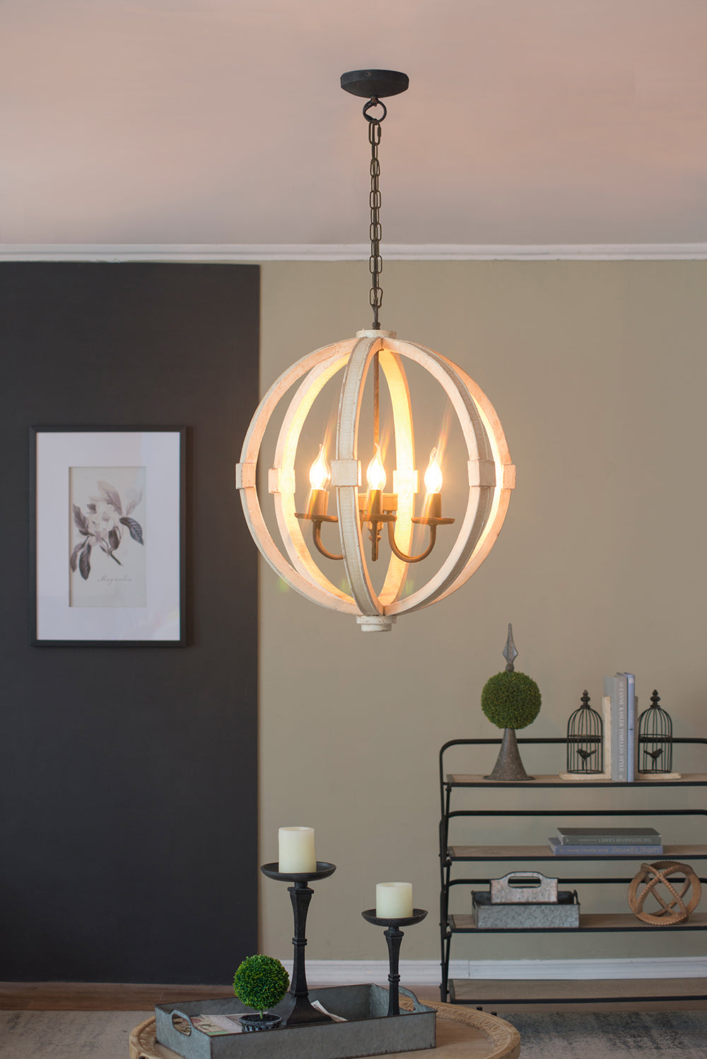 6-Light Wood Chandelier