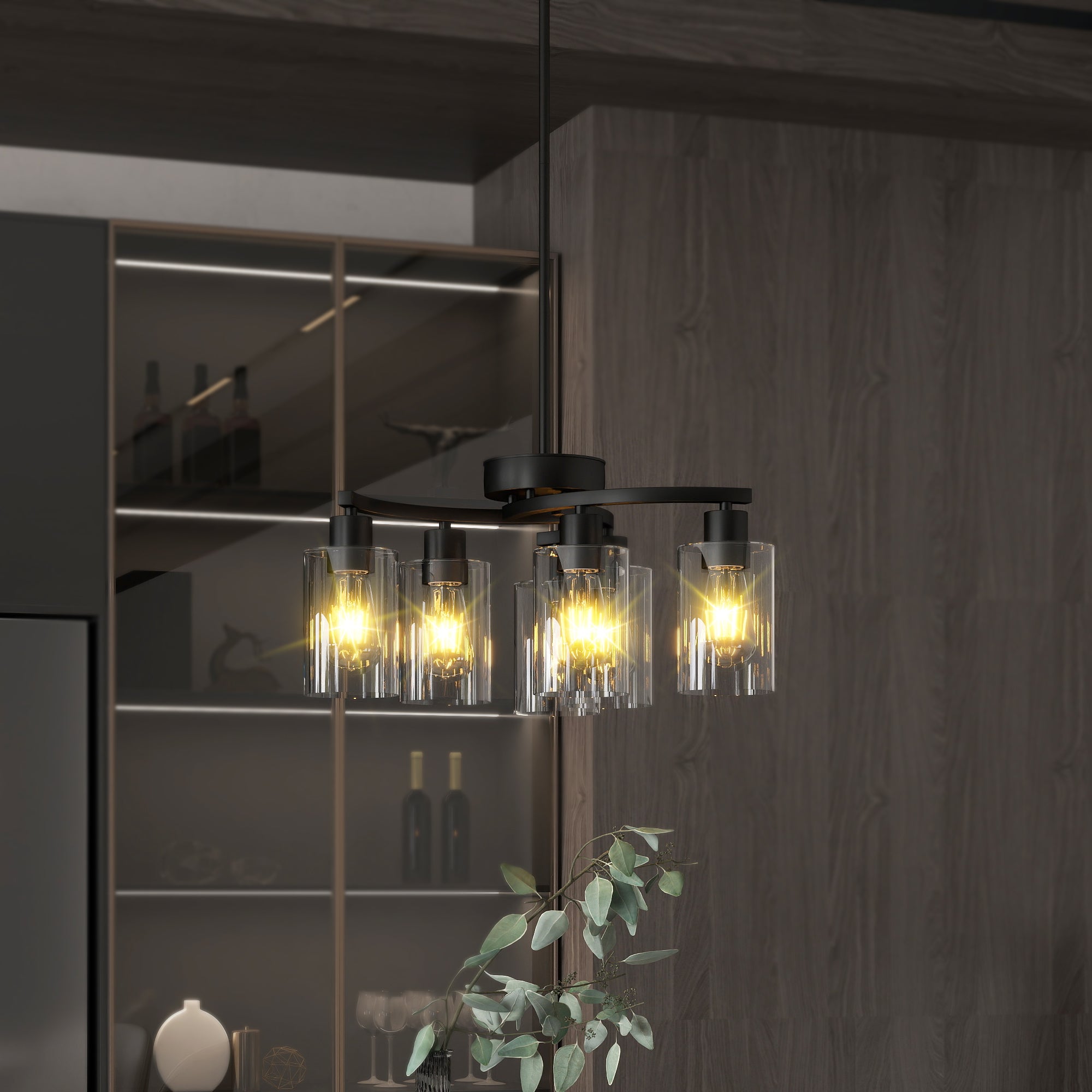 6-Light Black Farmhouse Chandelier with Glass Shades 🇺🇸